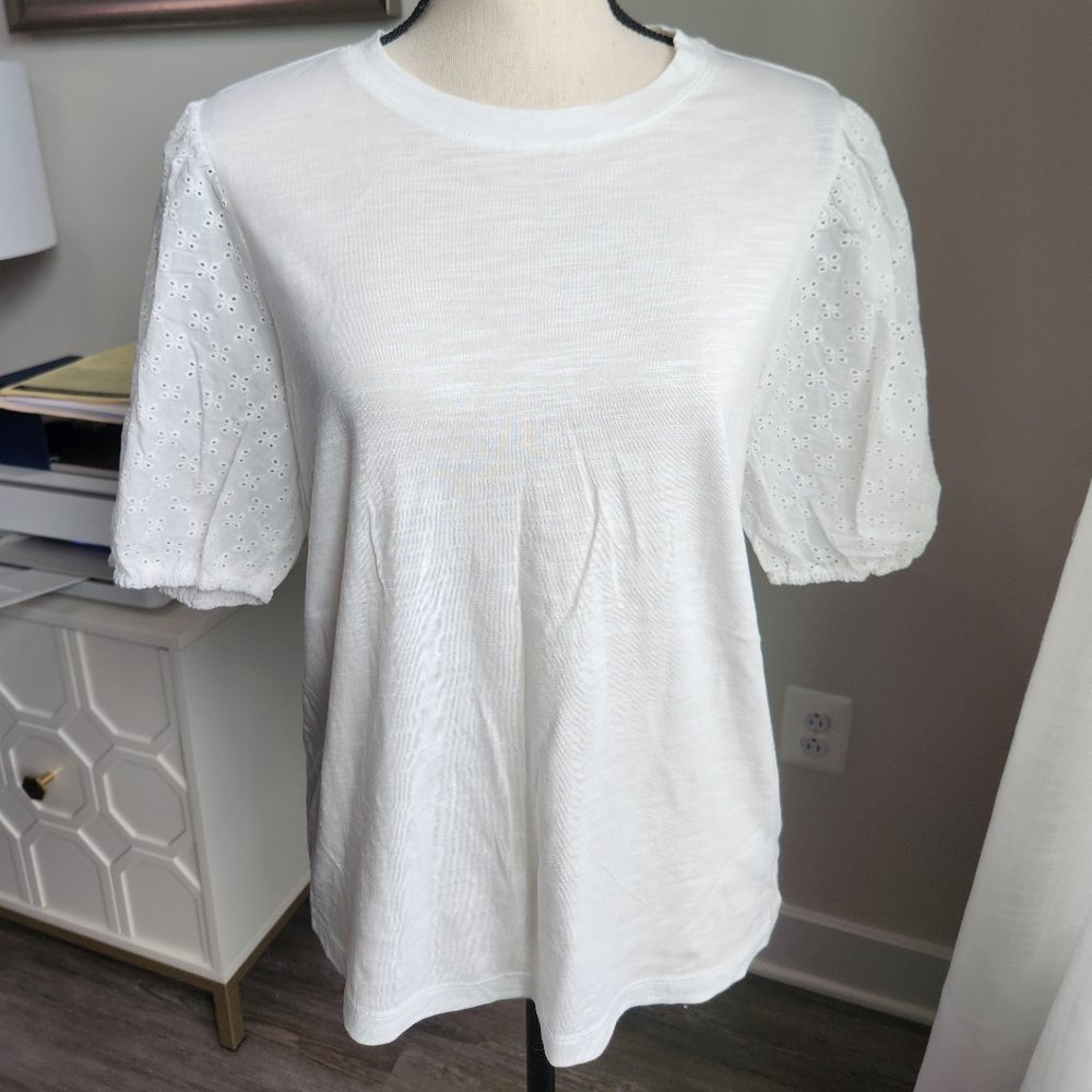 Cotton Eyelet Sleeve Top